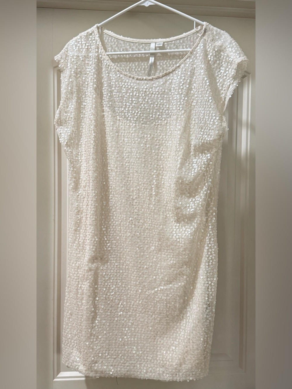 LC Lauren Conrad Ivory Sequin Shift Dress